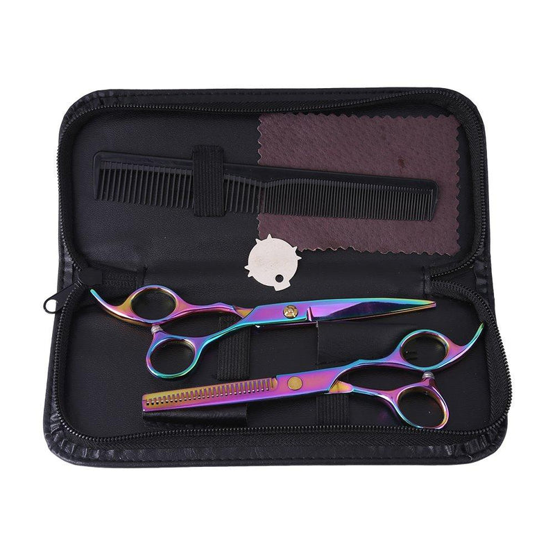 Pet Grooming Scissors Set, Stainless Steel Scissors Grooming Comb Kit 6" Professional Pet Dog Cutting Fur Shears Set for Dog & Cat Hair Trimming & Thinning(Colorful) Colorful - PawsPlanet Australia