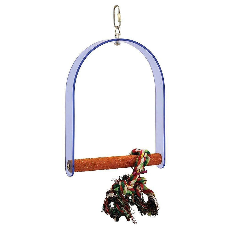 PARROT ESSENTIALS Sanded Nail Arch Swing Perch with Cotton Rope - Large Parrot Toy Nest Swing for Nail Trimming - Wooden Bird Perch for African Grey, Amazon, Cockatoo - Pet Swing for Birdcage - PawsPlanet Australia