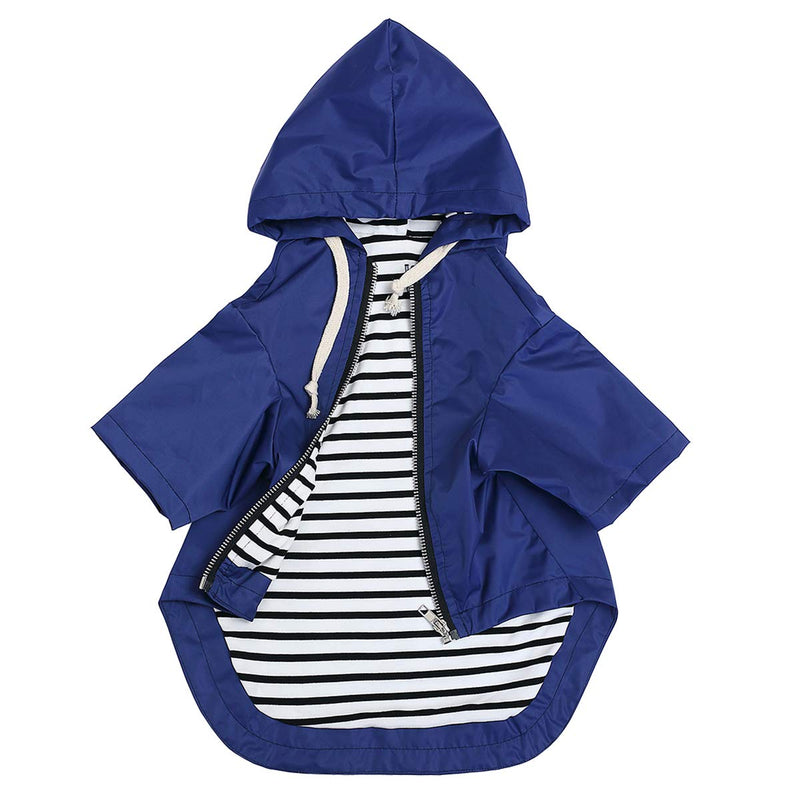 Stylish Premium Dog Raincoats - Dog Wear Yellow Zip Up Dog Raincoat with Reflective Buttons, Pockets, Rain/Water Resistant, Adjustable Drawstring -Blue -XS XS Blue - PawsPlanet Australia