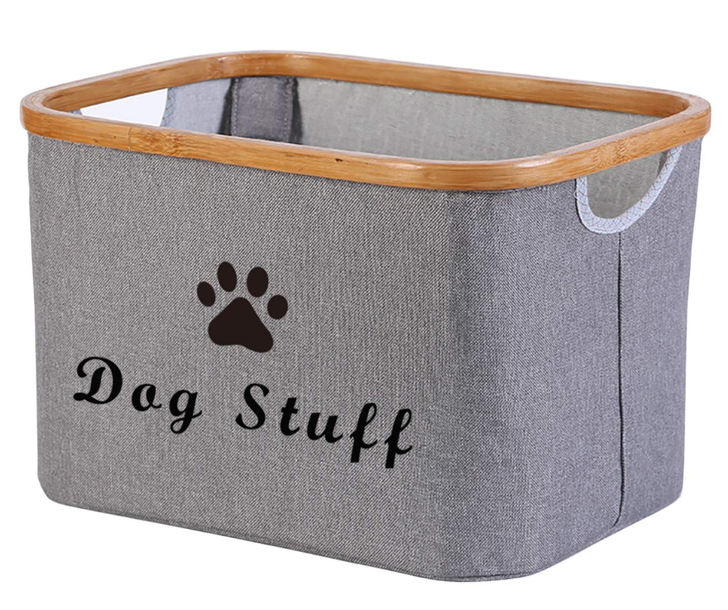 Morezi Cotton linen Pet Toy and Accessory Storage Bin, Basket Organizer Removable with Bamboo Strip - Perfect for Organizing Pet Toys, Blankets, Leashes and Food - Gray - PawsPlanet Australia