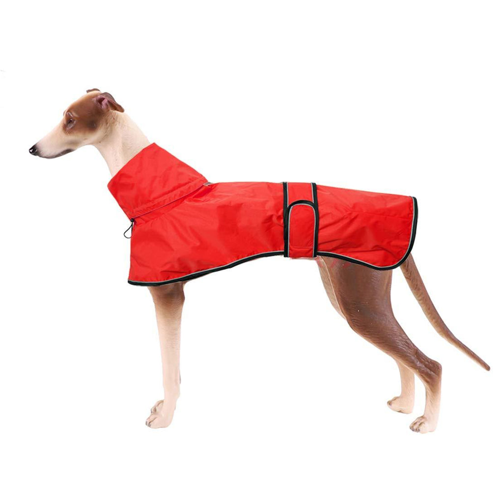 Dog Jacket Adjustable Lightweight Raincoat with Reflective Straps and Harness Hole Best Gift for Greyhounds, Lurchers and Whippets -Red -L L Red - PawsPlanet Australia