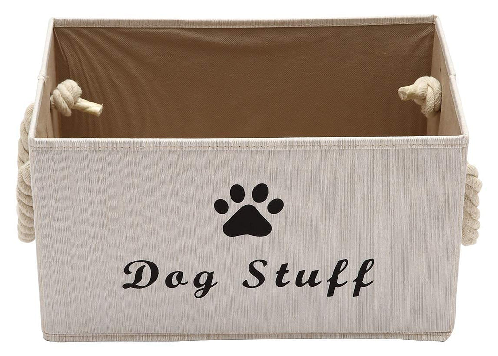 Morezi Canvas Pet Toy and Accessory Storage Bin, Basket Chest Organizer - Perfect for Organizing Pet Toys, Blankets, Leashes and Food - White - PawsPlanet Australia