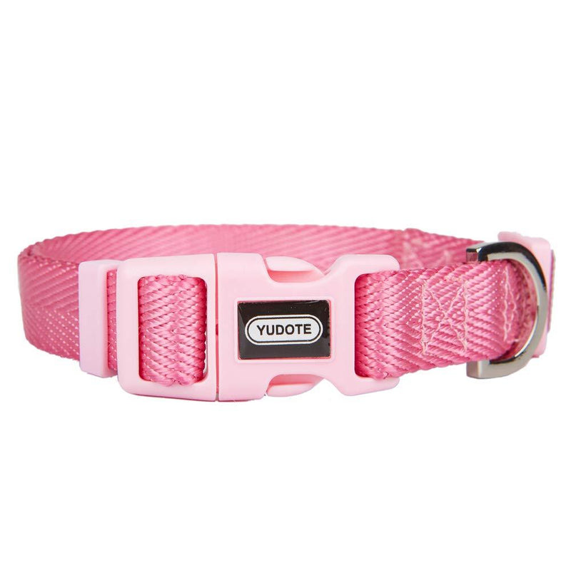 YUDOTE Basic Solid Color Nylon Collar Adjustable for Small Dogs Everyday Use,Pale Pink S: for Neck 25-38cm, 1.5cm Width Pale Pink - PawsPlanet Australia