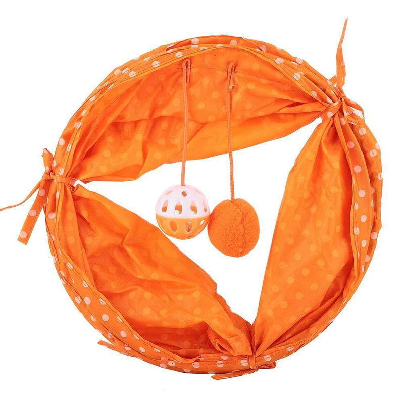 Sheens Cat Tunnel Tube Toy, Foldable Polyester Fabrics Hide Tunnel Cat Dot Tent Long Tunnel Bed Interactive Playing Toys for Puppy Rabbits Hamsters Cats Dogs(Orange) Orange - PawsPlanet Australia