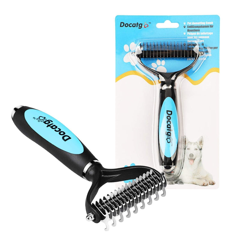 Docatgo Dog Cat Brush, Grooming Dematting Rakes Tool Kit, Undercoat Combs For Small, Medium, Large Pets Horses Rabbits, Removes Easy Knots, Mats And Tangled Short Or Long Hair,17+9 Double-Side Use - PawsPlanet Australia