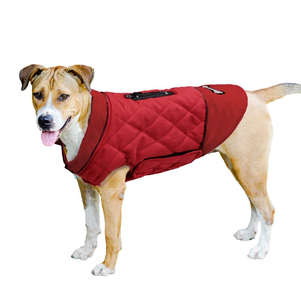 TFENG Reflective Dog Jacket Reversible Dog Coat Warm Padded Puffer Dog Vest Puppy Jacket Red XS XS (Chest: 34-38cm, Back: 27cm) - PawsPlanet Australia