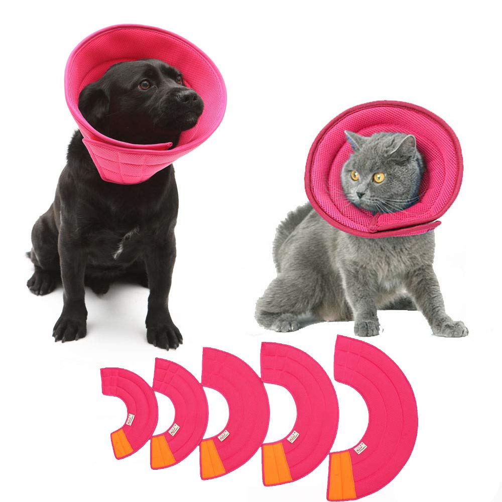 HanryDong Pink Breathable Small Medium Dog Cone, Cat Soft Comfortable Adjustable Mesh E-Collar, Easy Drink Eat Sleep Pet Recovery Elizabethan Collar, Soft Edges ,Anti-Bite/Lick Cat Dog Rabbit, Size2 Size 2(7.72-9.05inch×4.92inch) - PawsPlanet Australia