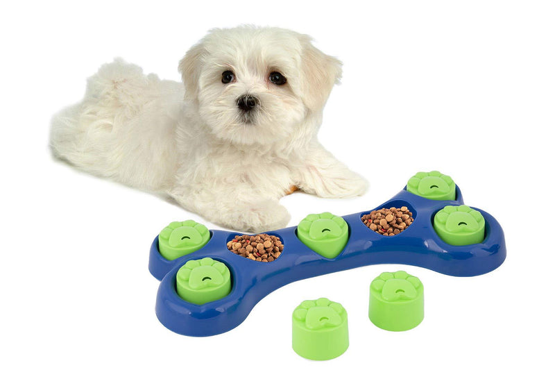 ADEPTNA Dog Pet Feeder Bowl Bone Shape Fun Puzzle Treat Slow Feeding Interactive Fun Game for Your Dog - Play Hide n Seek with Treats - PawsPlanet Australia