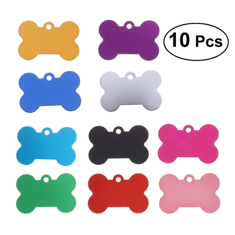 POPETPOP 20-PACK Dog Bone Tag Blanks-Pet ID Tag Bone Shape Double Sided Dog Cat Pet Name Phone Number ID Tag Charm Personalized(10colors,30MM) - PawsPlanet Australia