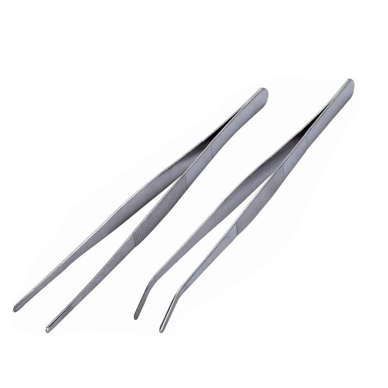 BinaryABC Stainless Steel Straight and Curved Nippers Tweezers Feeding Tongs for Reptile Snakes Lizards Spider(Silver) 2pcs - PawsPlanet Australia