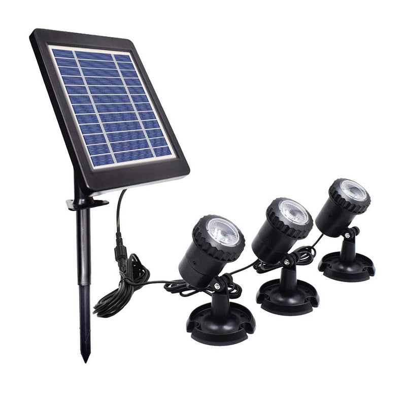 Solar Pond Lights Outdoor Spotlight Underwater Spotlights LED Submersible Lamp with 2 Modes for Pool, Pond, Garden, Yard, Wall,Pathway (3 Heads Cool White) - PawsPlanet Australia
