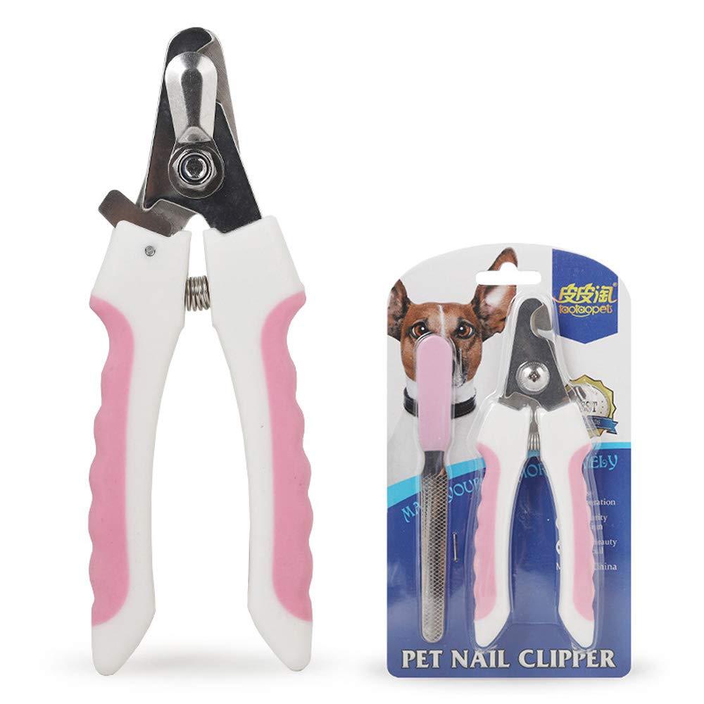 Professional Dog Nail Clippers and Trimmer with Safety Guard on Razor Sharp Blades and Nail File (Large, Pink) Large - PawsPlanet Australia