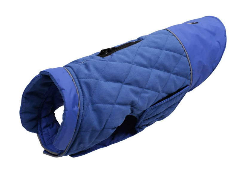 Cozy Winter Dog Jacket Vest Warm Dog Coats Reversible Clothes Pleat cotton With Harness Hole for Small Medium Large Dogs - Blue - L - PawsPlanet Australia