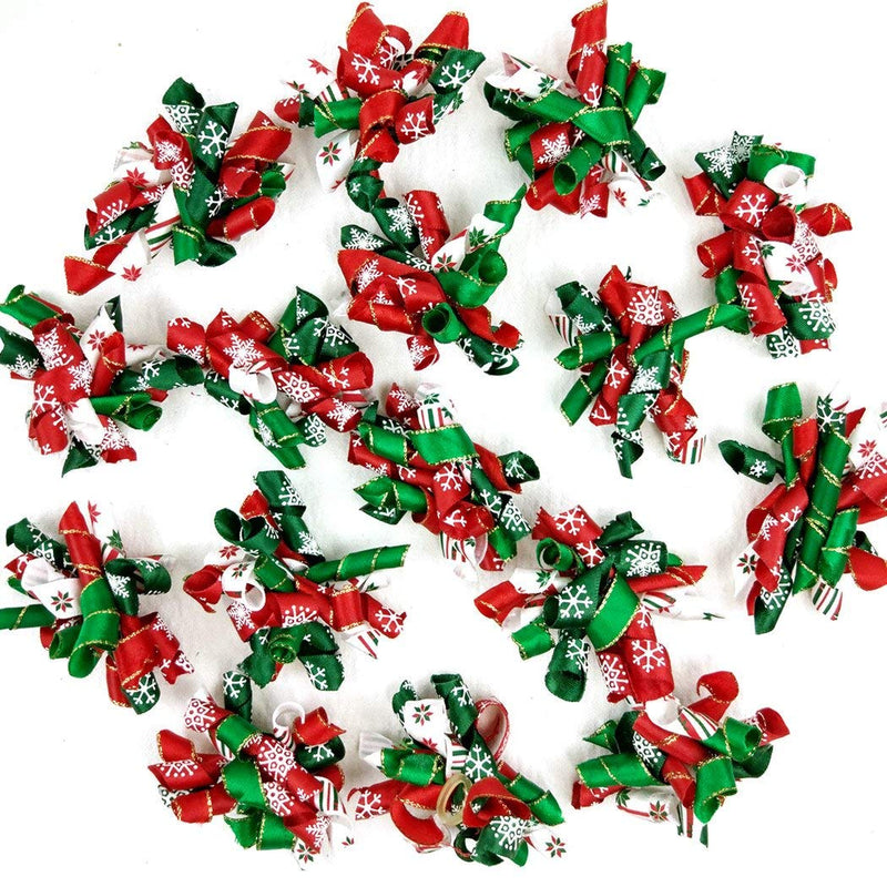 Hixixi 20pcs/Pack Pet Dog Cat Xmas Hair Bows Puppy Grooming Bows Hair Accessories Rubber Bands (B#) B# - PawsPlanet Australia