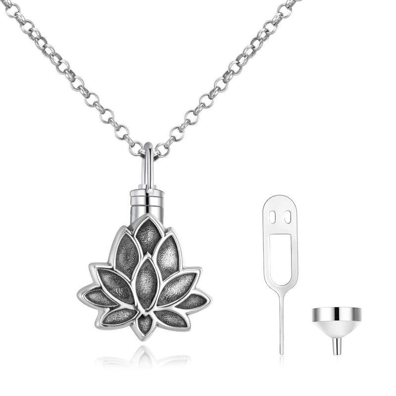 WINNICACA Ashes Cremation Necklace Urn S925 Sterling Silver Cremation Necklace for Memory Ashes Necklaces for Women Memorial Urn Heart Necklace Fashion Jewellery lotus ashes necklace - PawsPlanet Australia