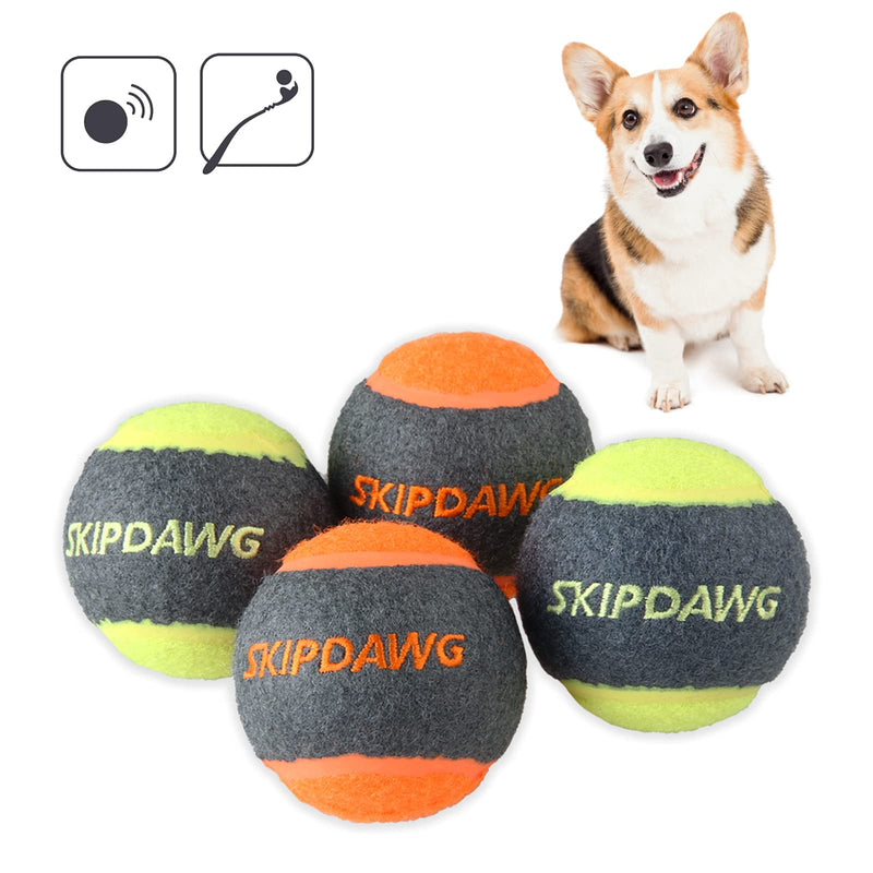 SKIPDAWG Dog Tennis Balls Squeak, Launcher Compatible Tennis Balls Dog Toy Non-Toxic Rubber/Felt Material, Outdoor Dog Catching Ball/Bouncy Ball Dog Toy Diameter 2.5 Inches, 4 Pack Multi-colored - PawsPlanet Australia