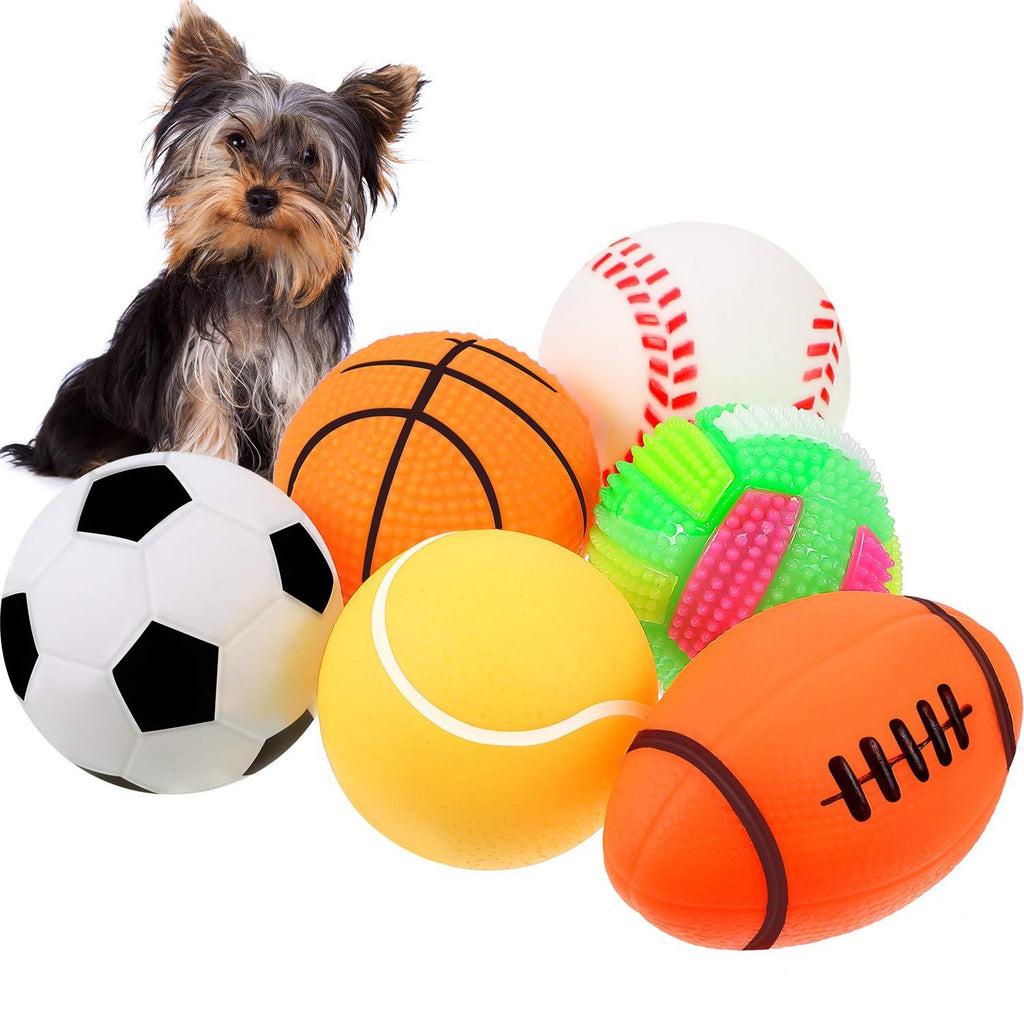 6 Pieces Pet Toy Balls Squeaky Light Balls Non-Toxic Chewing Bounce Toys Balls for Puppy Small Medium Dogs Pet - PawsPlanet Australia