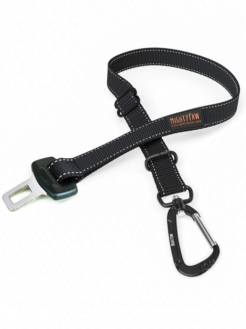 [Australia] - Mighty Paw Dog Seat Belt | Pet Safety Belt, Created with Human Seatbelt Material. All-Metal Hardware with Adjustable Length Strap. Exceeds Dog Safety Standards. Keep Your Dog Secure in The Car Black 