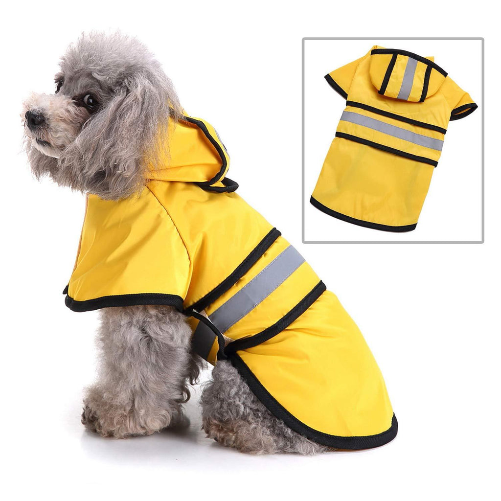 SMALLLEE_LUCKY_STORE Waterproof Dog Raincoat with Hood Pet Rain Jacket with Harness Leash Hole Reflective Band Lightweight Adjustable Slicker Poncho Rainwear for Small Medium Large Dogs,Yellow XL Yellow - PawsPlanet Australia