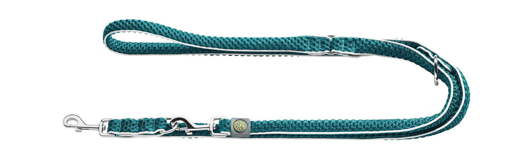 HUNTER HILO Adjustable Dog Lead with Lightweight Mesh Material, 2.5 x 200 cm, Turquoise 2,5 x 200 cm - PawsPlanet Australia