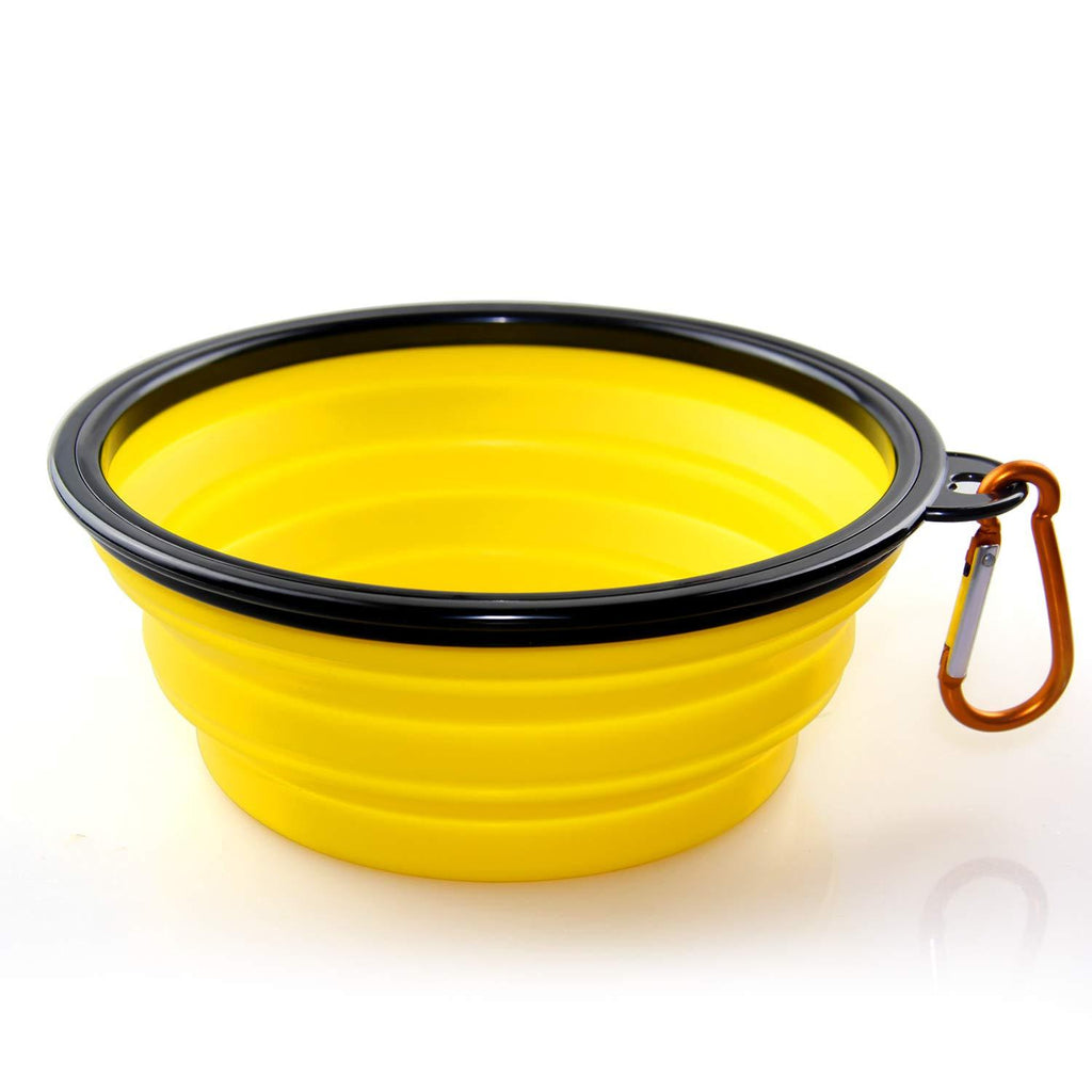 KAEHA SUN-011-07 Large Portable Folding Travel Dog Silicone Feeders, Yellow - PawsPlanet Australia