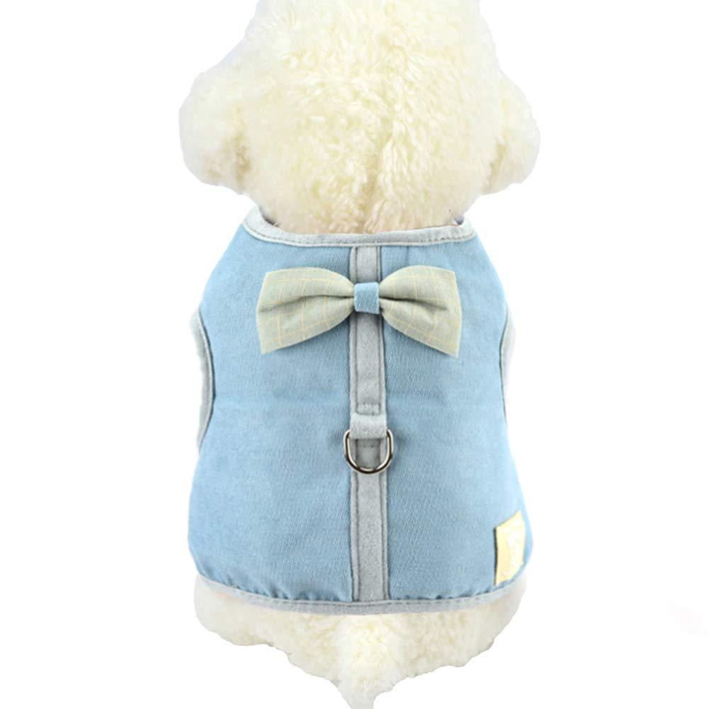 Pet Dog Harness Vest with Leash Set Puppy Harness Kitty Escape Proof Harness for Small Dogs Big Cats-Cute Bow Tie (M-Chest(cm/inch): 29-40/11.5-15.7, Blue) M--Chest(cm/inch): 29-40/11.5-15.7 - PawsPlanet Australia
