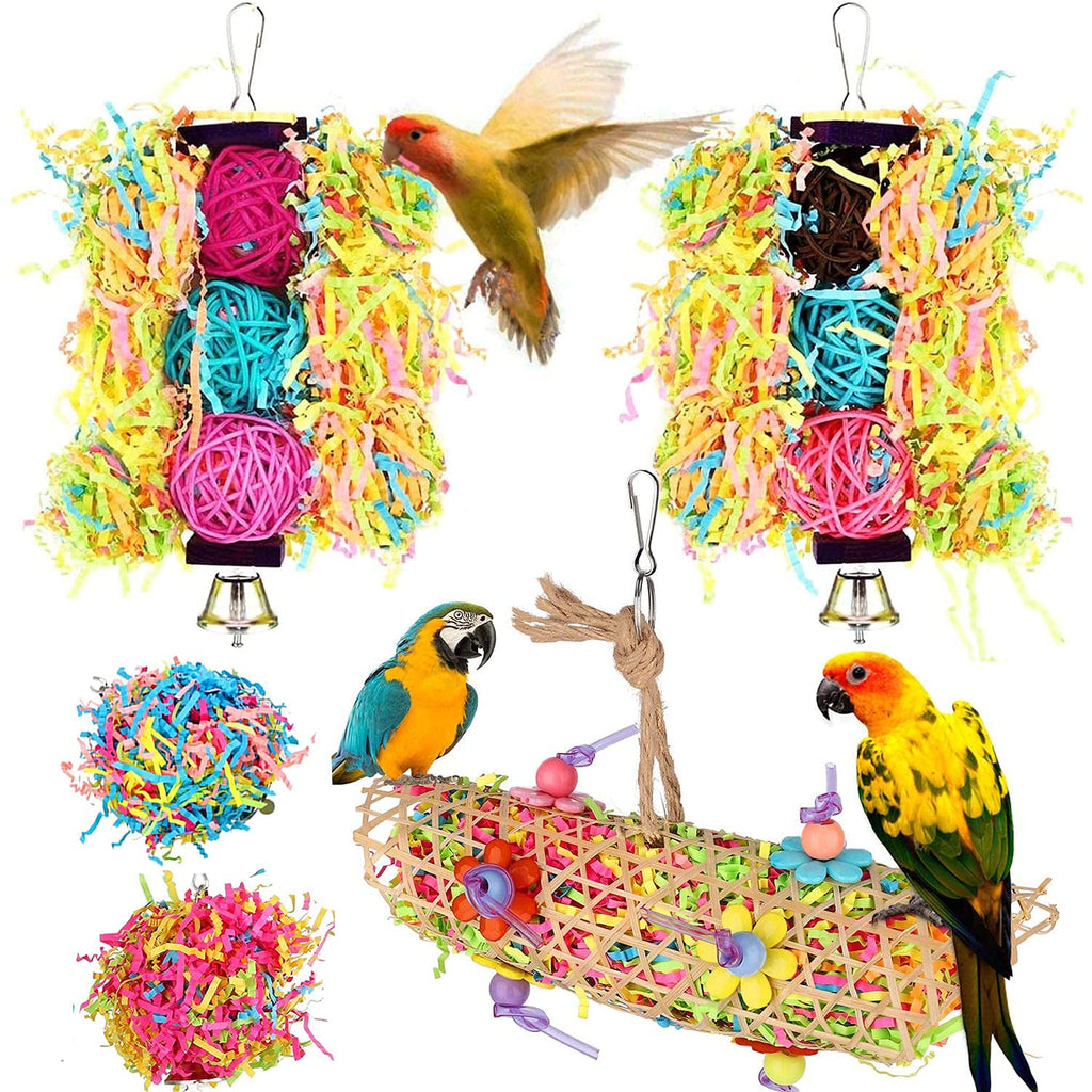 Aidiyapet Bird Toys,3 Packs Parakeet Bird Cage Toys Swing Chewing Hanging Parrot Perches with Bell,Wooden Ladder Hammock for Conures,Cockatiels,Budgie and Lovely Birds - PawsPlanet Australia