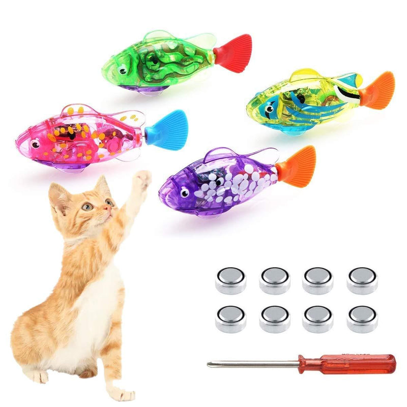 Swimming Robot Fish for Cats, Interactive Cat Fish Toys Fish Tank Toy with LED Light Cat Toy Dog Toy Swimming Bath Plastic Fish Toy, Cat Exercise to Stimulate Your Pet's Hunter Instincts ( 4 PCS ) - PawsPlanet Australia