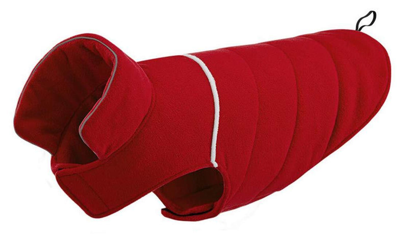 Moreiz Dog Coat, Dog Jumper Soft Thick Polyester Fleece Dog Jacket Coat Waistcoat Winter Warm Clothes Reversible Dog Coat for Puppy Medium Large Dogs - Red - L - PawsPlanet Australia