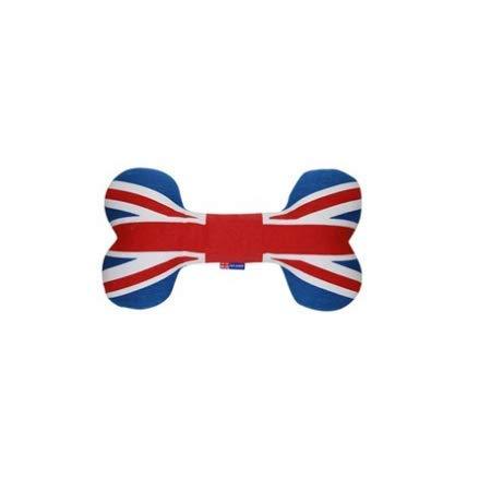 PetLondon British London Union Jack Bone 8', Canvas Plush Dog And Puppy Toy, Canvas Bone With Squeaker, Cute Fun Royal Queen Union Jack Dog Interactive Toy - PawsPlanet Australia