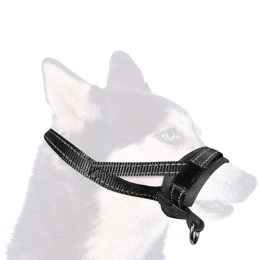 SlowTon Nylon Dog Muzzle, Adjustable Loop, Soft flannel Padding, Comfortable Breathable Secure Quick Fit Muzzles for Small Medium Large Dog, Prevent from Biting, Chewing and Barking (S, Black) S - PawsPlanet Australia