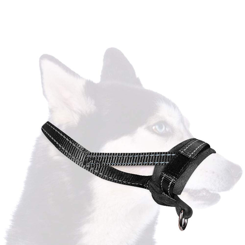 SlowTon Nylon Dog Muzzle, Adjustable Loop, Soft flannel Padding, Comfortable Breathable Secure Quick Fit Muzzles for Small Medium Large Dog, Prevent from Biting, Chewing and Barking (S, Black) S - PawsPlanet Australia