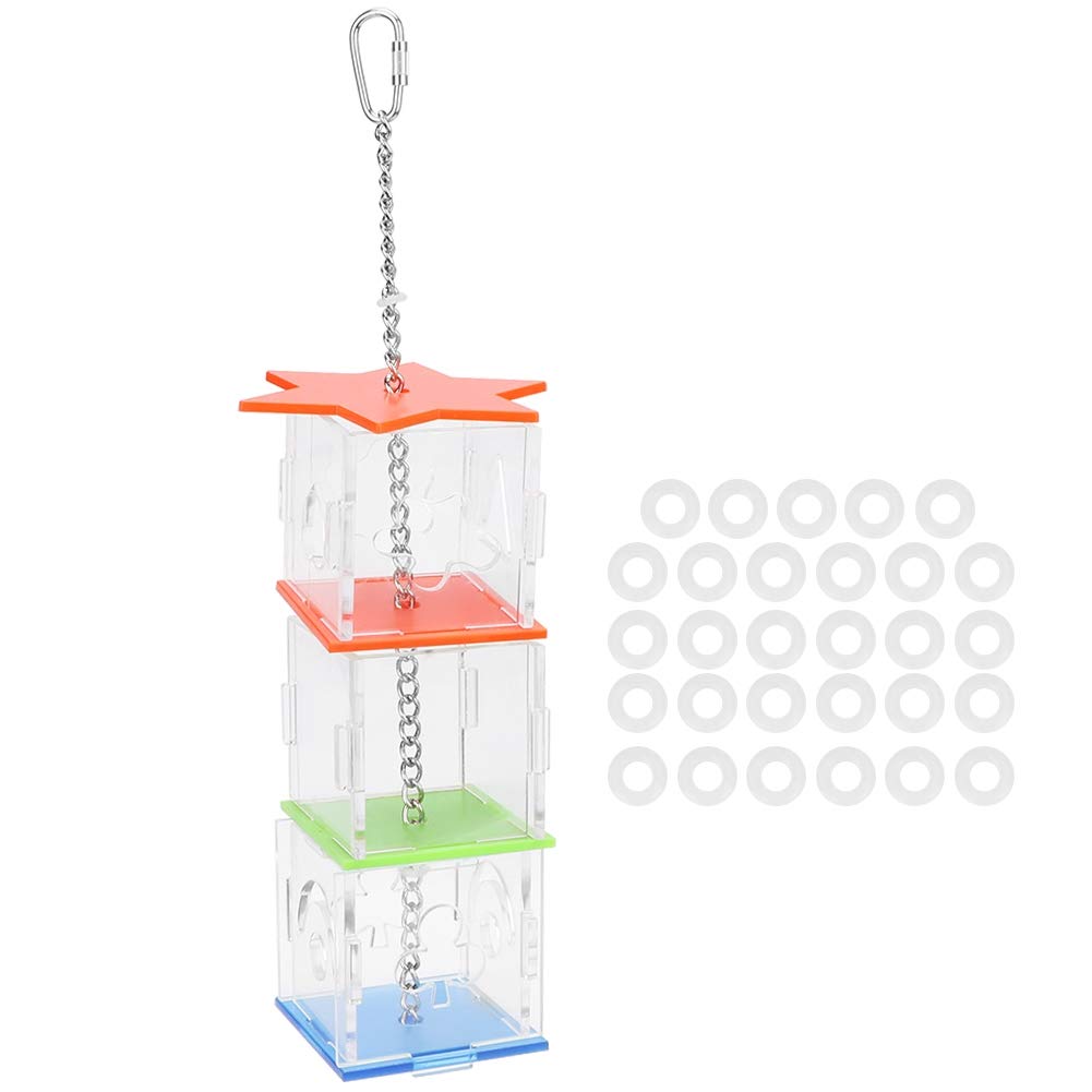 Parrot Foraging Toy, Multilayer Hanging Treat Foraging Feeding Storage Transparent Acrylic Food Dispenser Hanging Fruit Vegetable Millet Food Basket - PawsPlanet Australia