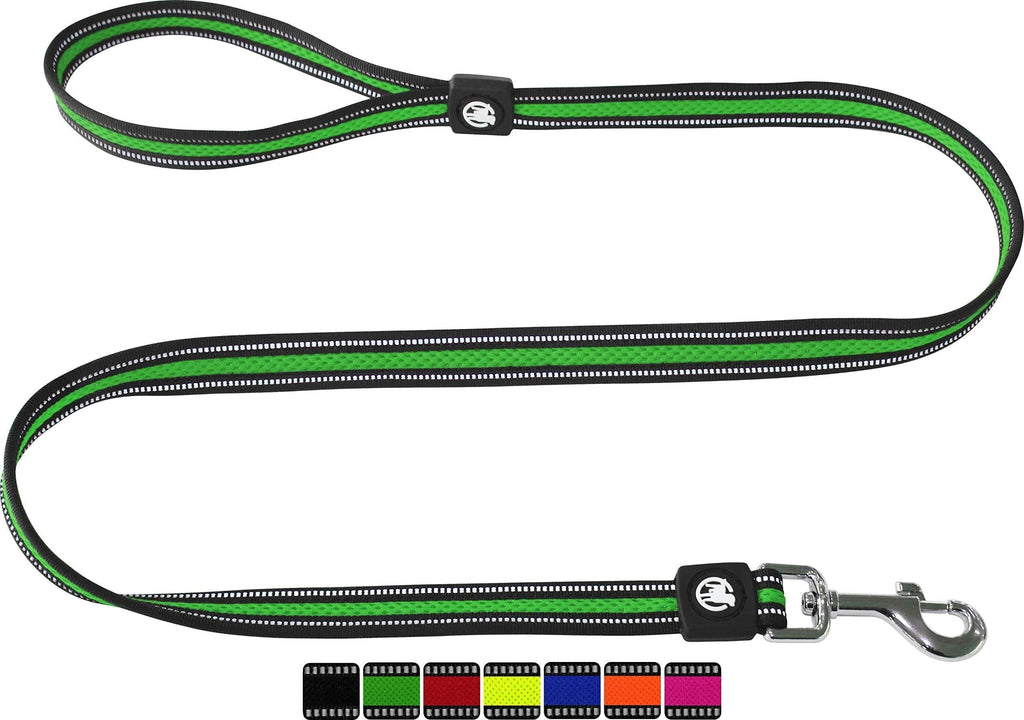 DDOXX Dog Lead Air Mesh, Reflective, 120 cm, Hand-Loop | many colors & sizes | for small, medium & large dogs | Leash training running long short strong slip cat puppy pet kitten | Green, S S - 2.0 x 120 cm - PawsPlanet Australia