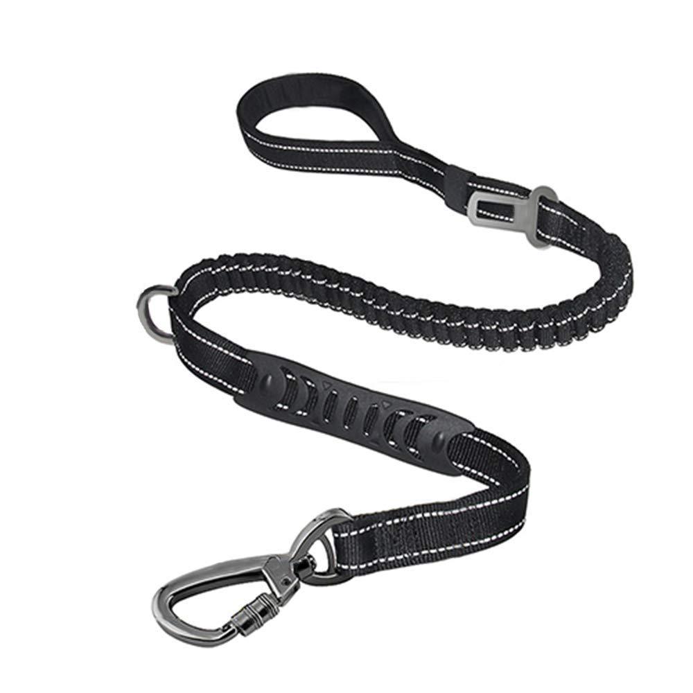 KAEHA SUN-39-09 Bungee Walking Race Training High Strength Leash with Highly Reflective Threads and Shock Absorber for Medium and Large Dogs, Black - PawsPlanet Australia