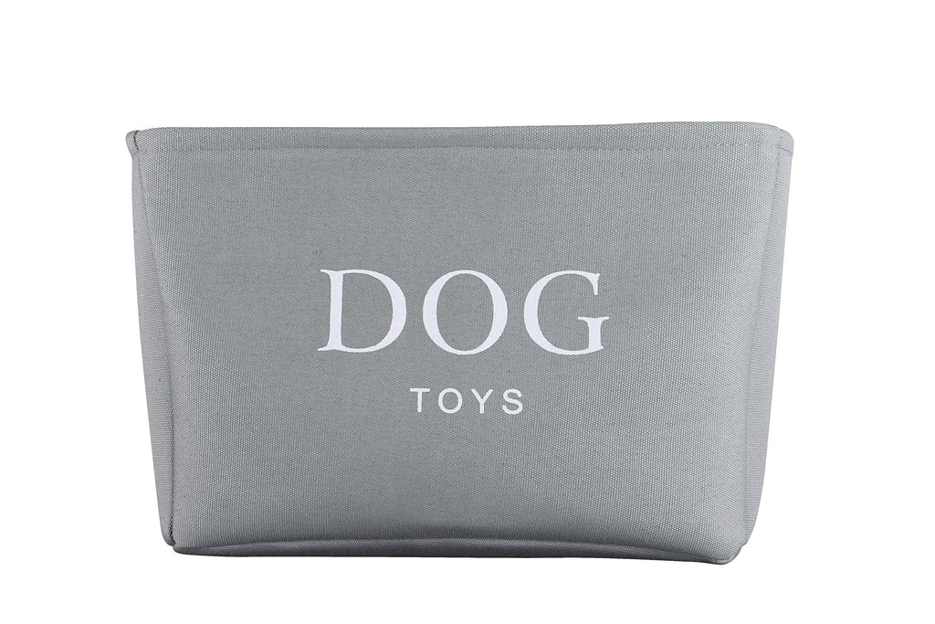 Grey Canvas Dog Toy Basket Box for Dogs Toy Storage. 40cms (16in) x 30cms (12in) x 25cms (10in) - PawsPlanet Australia