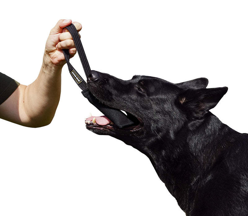 DINGO GEAR Nylcot Bite Tug for Dog Training K9 IGP & Fun, 1 Handle, Black 15 x 5 cm - PawsPlanet Australia