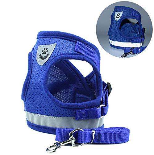 Losuya Adjustable Comfortable Dog Vest Harness Soft Breathable Mesh Lead Leash Dog Harness (Blue, S) Blue - PawsPlanet Australia