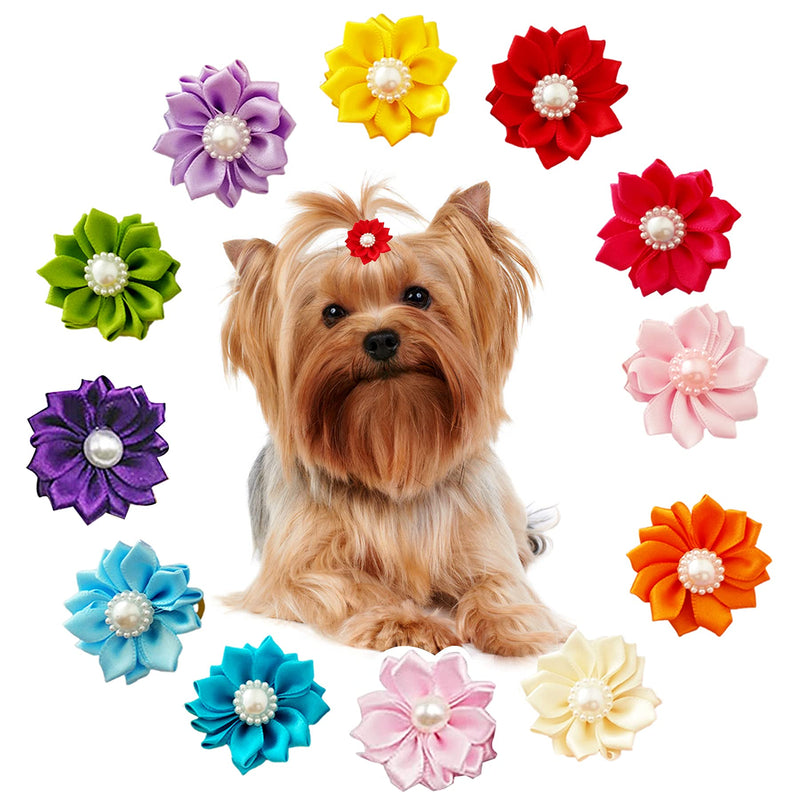 BIPY 20PCS Dog Hair Bows with Rubber Bands for Puppies Cats Pet Kitten Valentine’s Day Wedding Festival Grooming Accessories Attachment - PawsPlanet Australia