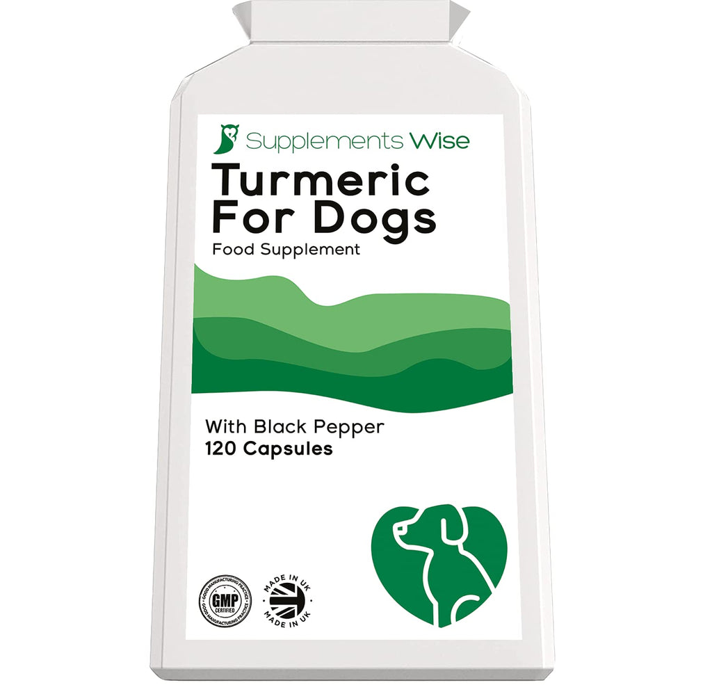 Turmeric For Dogs - Powerful Joint and Hip Anti Inflammatory Relief - For Senior or Young Canines - Curcumin Supplement with Black Pepper - 120 x 500mg Capsules - 10000mg Equivalent Strength Extract - PawsPlanet Australia