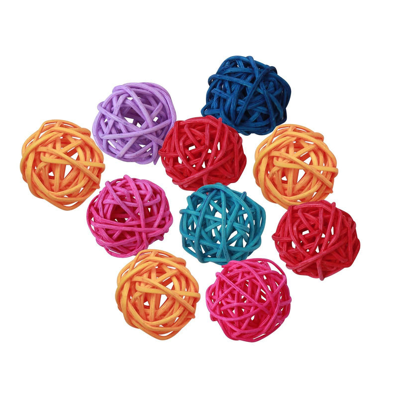 Balacoo 10Pcs Willow Branch Ball Nontoxic Colorful Portative Small Rattan Ball for Chewing Parrot Small Animals 3cm Assorted Color - PawsPlanet Australia