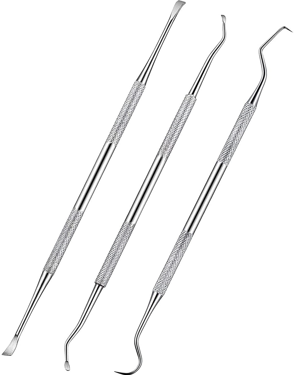 3 Pieces Dog Dental Tooth Scaler and Scraper Stainless Double Headed Tarter Remover Scraper Pet Teeth Cleaning Tools for Dog and Cat(Silver) Silver - PawsPlanet Australia