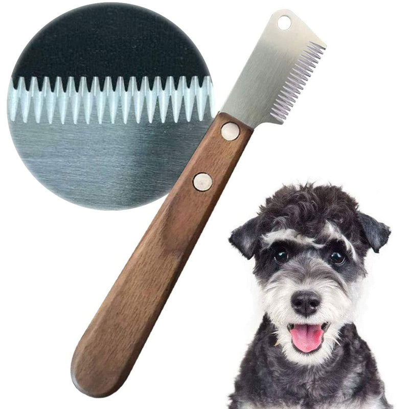 onebarleycorn - Dog Professional Stripping Knife,Stripping Knives Tool for Dogs Hand Stripping Knife for Border Terrier Pet Grooming Tool Ergonomic Wooden Handle(Left Handed) - PawsPlanet Australia