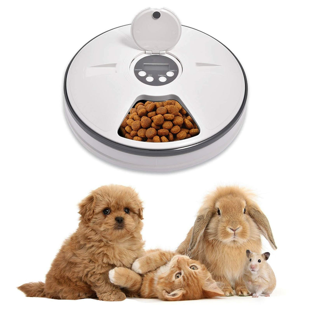 Lacyie Automatic Cat Feeder with Digital Timer, Automatic Pet Feeder Animals Food Dispenser with 6 Meals Suitable Wet & Dry Food for Cats, Dogs, Rabbits,Hamster and Other Pets - PawsPlanet Australia