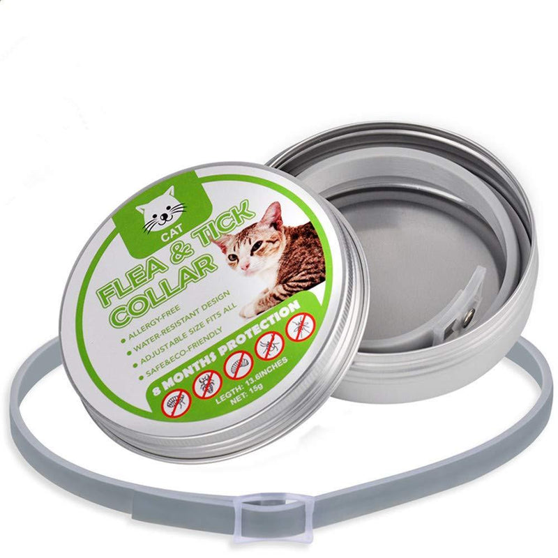Flea Tick Collar for Cats,Flea and Tick Collar for Cats,25 Inch Adjustable Safe Waterproof Cat Flea for Small,Medium,Large,Puppy Universal-Natural Anti Flea Collar Treatment,8 months Protection,Gray Cat Collar - PawsPlanet Australia