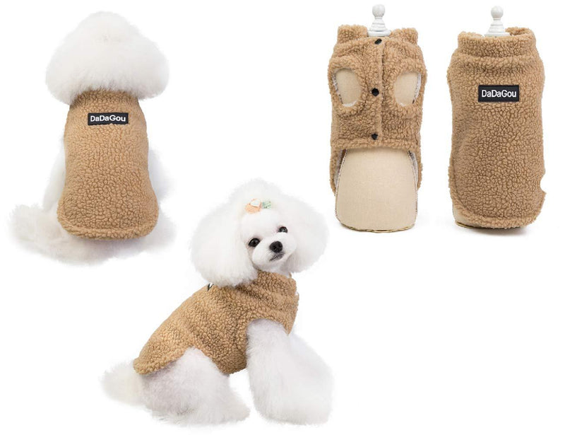 Tineer Pet Doggy Winter Lamb Cashmere Coat Warm Outdoor Fleece Dog Fleece Lining Pullover Jacket Vest for Small Medium Dogs (M, Khaki) M - PawsPlanet Australia