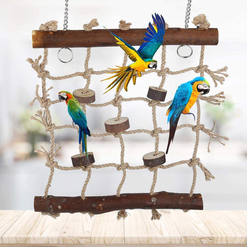Hffheer Bird Climbing Net Hemp Rope Bird Climbing Ladder Hanging Cage Chew Toy Play Gym Hanging Swing Net for Parrots, Budgies, Parakeets, Cockatiels, Conures, Macaws, Lovebirds, Finches - PawsPlanet Australia