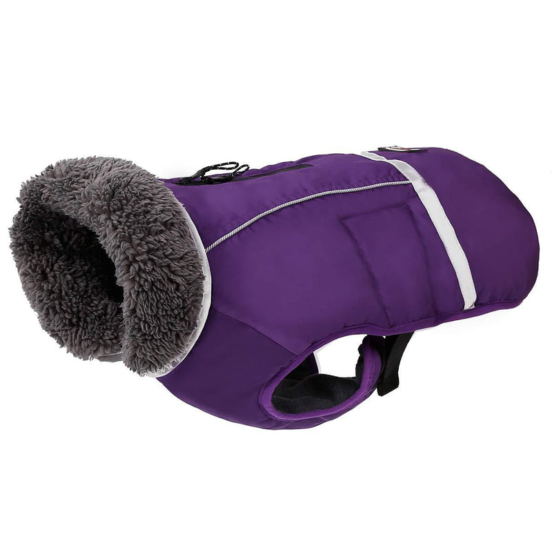 AIWOKE Warmest Dog Coat,Pet Clothes Outdoor Winter Warm Fleece Reflective Puppy Vest Waterproof Jackets for Small Medium Large Dog Cold Weather Sweater Apparel (M, Purple) M - PawsPlanet Australia