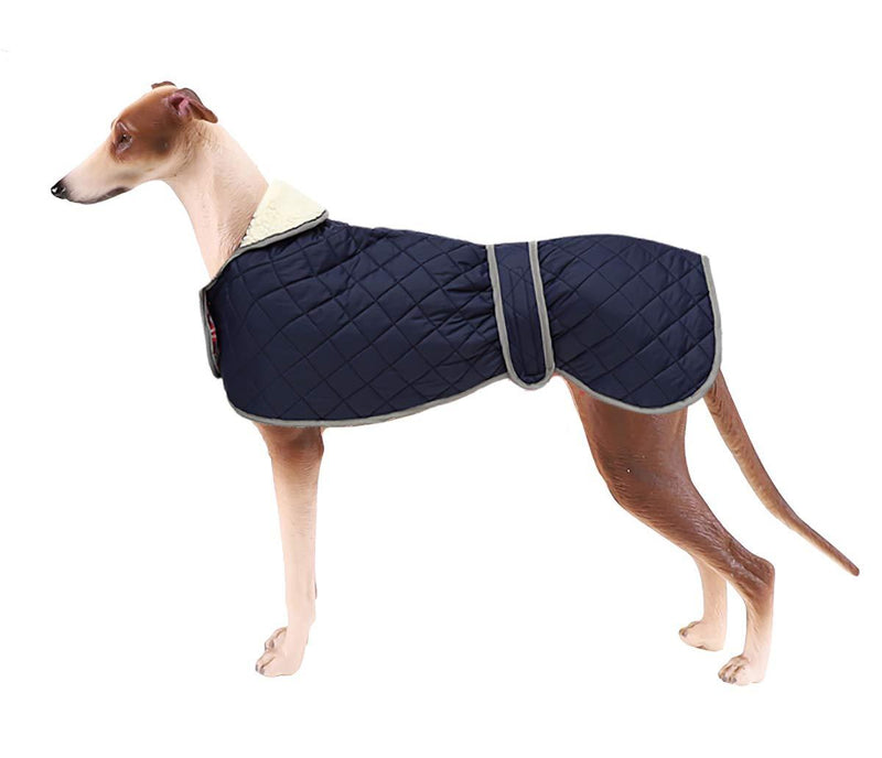 Warm Thermal Quilted Greyhound Coat with harness hole, Dog Winter Coat with Warm Fleece Lining, Outdoor Dog Apparel for Medium, Large Dog -Blue-S S Blue - PawsPlanet Australia