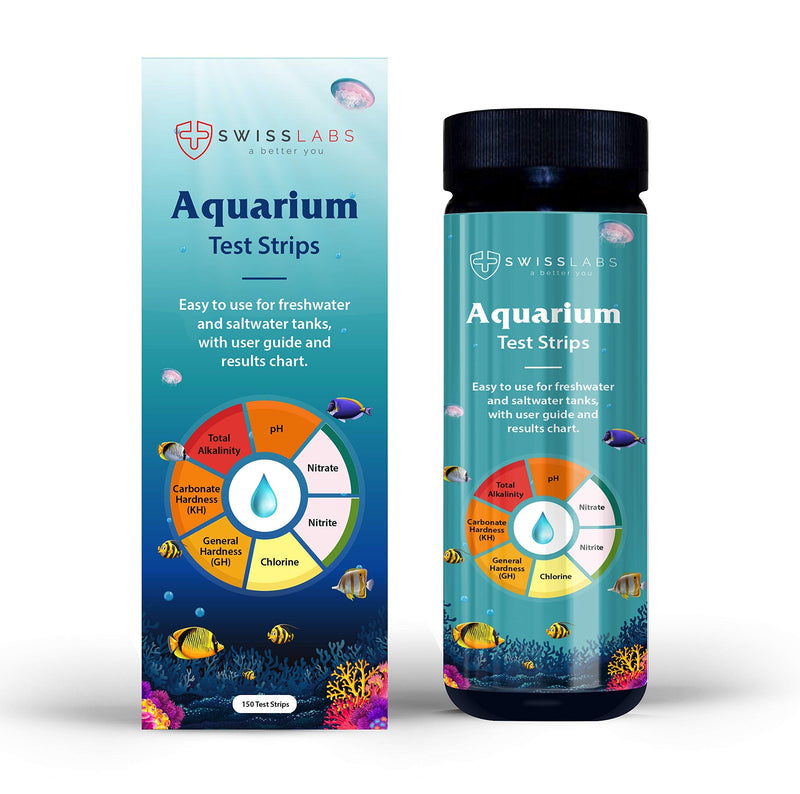 Swiss Labs 7-1 Aquarium Test Kit (150 Strips) For Freshwater and Saltwater Tanks, Easy to Use Single Dip Test - PawsPlanet Australia